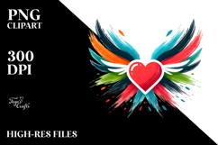 Simple Heart with Wings, Transparent PNG Product Image 2