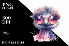 Vibrant Baby Rhea with Sunglasses | Sublimation Clipart Product Image 3