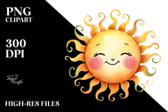 Whimsical Smiling Sun Watercolor PNG Product Image 2