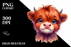 Expressive Funny Highland Cow PNG Product Image 3