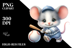 Cute Baby Mouse Playing Baseball Sublimation Product Image 2