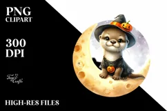 Cute Baby Otter on Moon PNG Product Image 1
