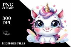 Expressive Funny Baby Face Unicorn PNG Product Image 1