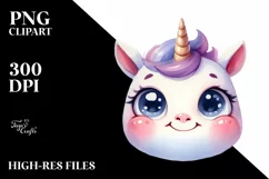Expressive Funny Baby Face Unicorn PNG Product Image 1
