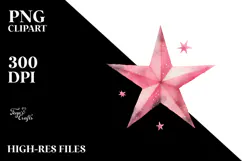 Simple Pinkish Watercolor Star PNG Product Image 2