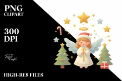 Simple Christmas Angel Digital Painting PNG Product Image 3