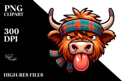 Goofy Highland Cow with Tongue-Out Face Product Image 2