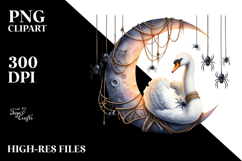 Halloween Swan Sitting on Moon PNG Product Image 2