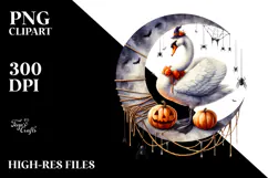 Halloween Swan Sitting on Moon PNG Product Image 2