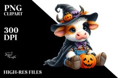 Baby Cow Halloween Watercolor Pastel Clipart Product Image 3