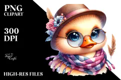 Cute Baby Duck with Hat and Sunglasses, Transparent PNG Product Image 2