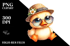 Cute Baby Duck with Hat and Sunglasses, Transparent PNG Product Image 2