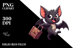Cute Bat with Suitcase, Cartoon PNG Product Image 2