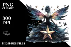 Whimsical Gothic Fairy on Star PNG Product Image 2