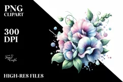 Glossy Sweet Pea Watercolor | Clipart Product Image 1