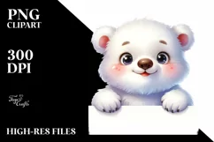Cute Baby Polar Bear Watercolor | Sublimation | Clipart Product Image 3