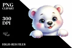 Cute Baby Polar Bear Watercolor | Sublimation | Clipart Product Image 3