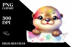 Cute Baby Otter Watercolor | Sublimation | Clipart Product Image 3