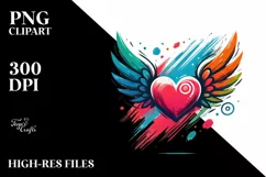 Colorful Heart with Wings, Transparent PNG Product Image 2