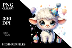 Energetic Baby Lamb with Party Hat PNG Product Image 2
