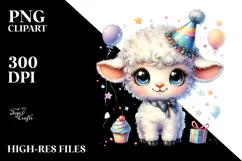 Energetic Baby Lamb with Party Hat PNG Product Image 2