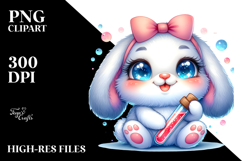 Smiling Cute Bunny with Test Tube PNG Product Image 2