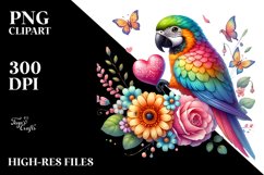 Adorned Parrot Watercolor PNG Product Image 2