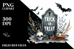 Washed Simple Cute Tombstone with Trick or Treat Text Product Image 2