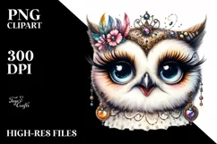 Funny Cute Owl Whimsical Watercolor Sublimation Product Image 3