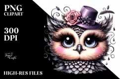Funny Cute Owl Whimsical Watercolor Sublimation Product Image 1