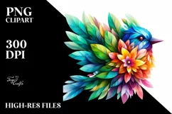 Vibrant Bird with Flowers PNG Product Image 3