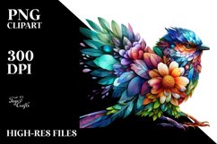 Vibrant Bird with Flowers PNG Product Image 3