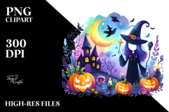 Halloween Witch Scenery | Sublimation Clipart Product Image 2