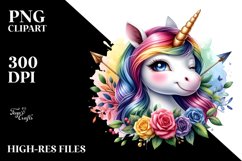Colorful Watercolor of Winking Unicorn Product Image 3