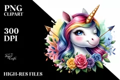 Colorful Watercolor of Winking Unicorn Product Image 3