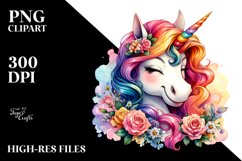 Colorful Watercolor Unicorn Winkling | Clipart Product Image 3