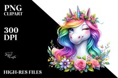 Colorful Watercolor of Winking Unicorn Product Image 3