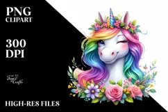 Colorful Watercolor of Winking Unicorn Product Image 3