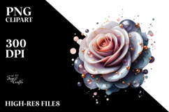 Glossy Rose with Golden Insertions, PNG Product Image 2