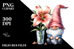 Cute GNOME with Lily PNG Product Image 2