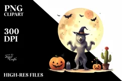 Simple Werewolf Halloween Clipart PNG Product Image 3