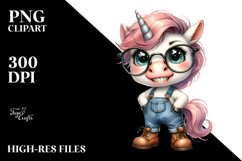 Watercolor Baby Unicorn with Farm Jeans Product Image 3