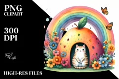 Watercolor Cat House Fruit Rainbow Bird Butterfly | Product Image 1