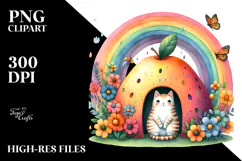 Watercolor Cat House Fruit Rainbow Bird Butterfly | Product Image 2