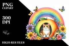 Watercolor Cat House Fruit Rainbow Bird Butterfly | Product Image 1
