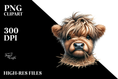 Funny Highland Cow, Watercolor PNG Product Image 2