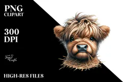 Funny Highland Cow, Watercolor PNG Product Image 2