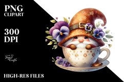 Gnome with Pansy Floral Ornament, Vibrant PNG Product Image 2