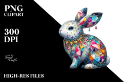 Colorful Bunny Made of Diamonds, Transparent PNG Product Image 2