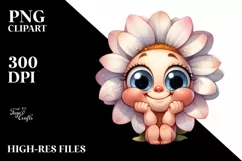 Expressive Funny Baby Face Flower PNG Product Image 3